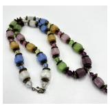 Colorful Glass Bead Necklace & Bracelet Set