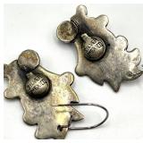 Mexican Silver Amethyst Dangle Earrings