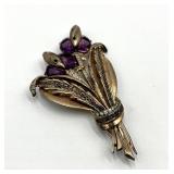 Sterling Silver Hat Pin - Floral Bouquet