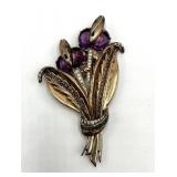Sterling Silver Hat Pin - Floral Bouquet