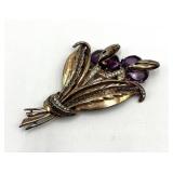 Sterling Silver Hat Pin - Floral Bouquet