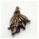 Sterling Silver Hat Pin - Floral Bouquet