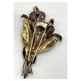 Sterling Silver Hat Pin - Floral Bouquet