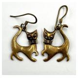 Antique Bronze Cat Earrings