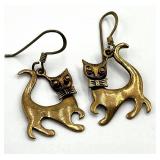 Antique Bronze Cat Earrings