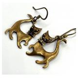 Antique Bronze Cat Earrings