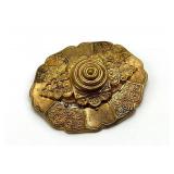 Antique Gold-Tone Filigree Brooch Pin
