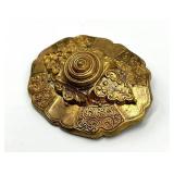 Antique Gold-Tone Filigree Brooch Pin