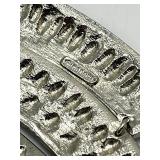 Owl Pendant Necklace - Silver Tone with Amber Eyes