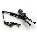 Vintage Silver Boy Fishing Pin