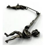 Vintage Silver Boy Fishing Pin