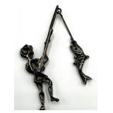 Vintage Silver Boy Fishing Pin