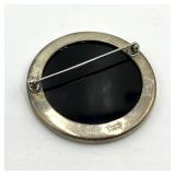 Sterling Glass Disc Pin