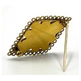 Filigree Brooch Pin - Gold-Tone With Red and Blue Stones