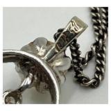 Pearl Marcasite Silver Pendant Necklace