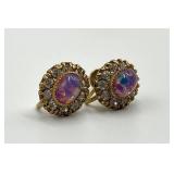 Faux Pink Fire Opal Screw-On Earrings