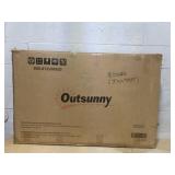 Outsunny 113 Gallon Rattan Deck Box, Waterproof Outdoor Storage Container, Dark Gray - Ideal for Patio Furniture Cushions, Pool Toys & Garden Tools (Missing Hardware)