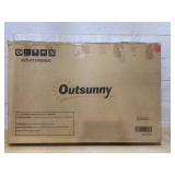 Outsunny 113 Gallon Rattan Deck Box, Waterproof Outdoor Storage Container, Dark Gray - Ideal for Patio Furniture Cushions, Pool Toys & Garden Tools (Missing Hardware)