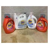 LOT OF 4 Tide Laundry Detergent (Tide Downy- 69 Fl Oz, Tide Free & Gentle- 105 Fl Oz, 132 Fl Oz)