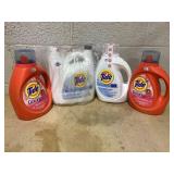 LOT OF 4 Tide Laundry Detergent (Tide Downy- 69 Fl Oz, Tide Free & Gentle- 105 Fl Oz, 132 Fl Oz)