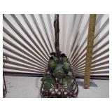 The image shows two vintage metal baskets,