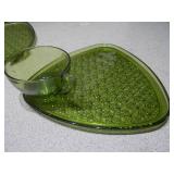 This is a vintage Indiana Glass or Anchor Hocking "Daisy & Button" triangle snack set