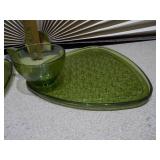 This is a vintage Indiana Glass or Anchor Hocking "Daisy & Button" triangle snack set