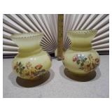 These are vintage hand-painted glass lamp shades