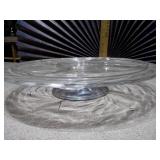 This is a vintage Anchor Hocking Troy clear glass pedestal cake stand