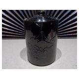 This is a Fenton black glass Mandarin vase.