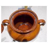 This is a vintage McCoy two-tone ceramic bean pot, likely model #342