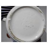 This is a vintage McCoy two-tone ceramic bean pot, likely model #342