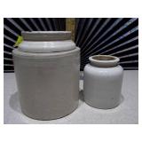 These are vintage or antique French stoneware confit or preservation pots,