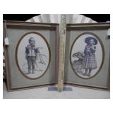 This is a set of two vintage framed prints by Joanne Thompson