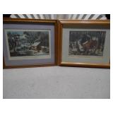 These are framed prints of Currier & Ives lithographs