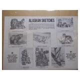 The image displays a collection of framed vintage advertisements