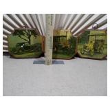 These are vintage wall plaques featuring art of antique cars
