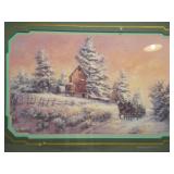 This is a vintage collectible art print by Lee K. Parkinson, known by various names including "Winter Wonderland" or "Sleigh Ride