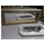 The image displays a variety of vintage or antique picture frames and mirrored trays.