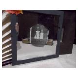 The image displays a variety of vintage or antique picture frames and mirrored trays.