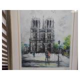 This appears to be a vintage, one of the 1st etchings from hand-watercolored etching of the Notre Dame Cathedral in Paris,