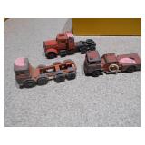 This is a lot of vintage diecast toy cars and trucks, likely from brands such as TootsieToy, Matchbox, or Lesney.