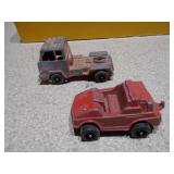 This is a lot of vintage diecast toy cars and trucks, likely from brands such as TootsieToy, Matchbox, or Lesney.