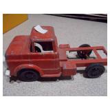 These are vintage TootsieToy diecast trucks, likely models from the 1950s or 1960
