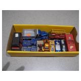 This is a collection of vintage die-cast toy cars, likely from brands such as Matchbox, Tootsietoy, or Lesney.