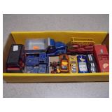This is a collection of vintage die-cast toy cars, likely from brands such as Matchbox, Tootsietoy, or Lesney.