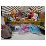 The image displays a collection of vintage fast-food toys, primarily from McDonald