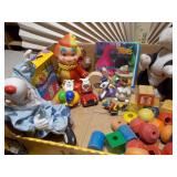 The image displays a collection of vintage fast-food toys, primarily from McDonald