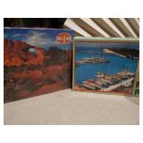 This image displays a collection of various jigsaw puzzles