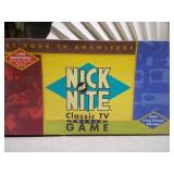 The image shows two vintage board games: the Nick at Nite Classic TV Trivia Game and the Jeopardy! Game.